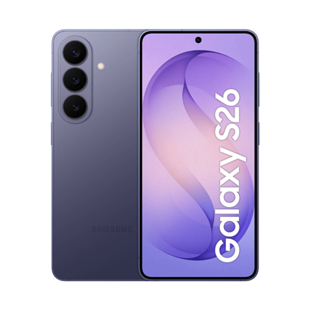 Samsung | Galaxy | S26 | Cobalt Violet | 6.3 " | Dynamic AMOLED 2X | 1080 x 2340 pixels | Exynos | 2600 | Internal RAM 12 GB | 512 GB | Dual SIM | 3G | 4G | 5G | Main camera resolution 50 MP | Secondary camera resolut...