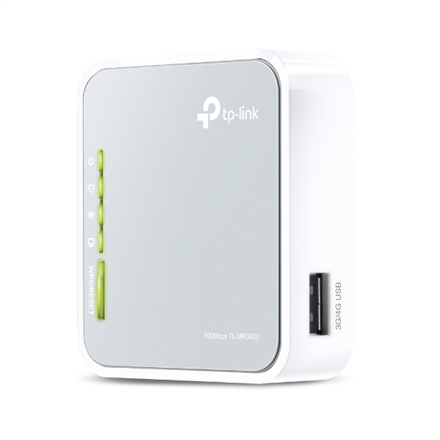 TP-LINK | 4G LTE Router | TL-MR3020 | 802.11n | 300 Mbit/s | 10/100 Mbit/s | Ethernet LAN (RJ-45) ports 3 | Mesh Support No | MU-MiMO No | No mobile broadband | Antenna type 2xDetachable antennas