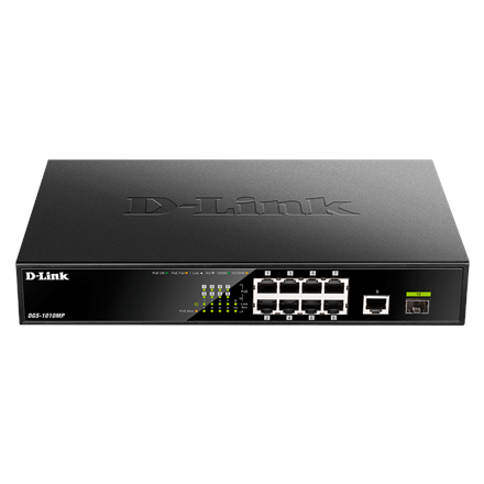 D-Link | 10 Gigabit port Switch with PoE | DGS-1010MP | Unmanaged | Desktop / Rackmount | Gigabit Ethernet (copper) ports quantity 1 | SFP ports quantity 1 | Power over Ethernet (PoE) ports quantity 8