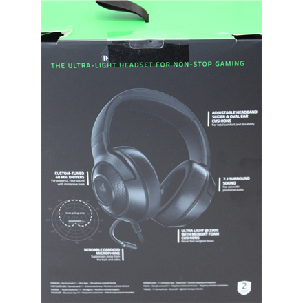 SALE OUT. Razer Kraken X Lite Gaming Headset, Over-Ear, Wired, Microphone, Black | SALE OUT. | Razer | Kraken X Lite | Wired | Gaming Headset | Over-Ear | DAMAGED PACKAGING | Warranty 24 month(s)