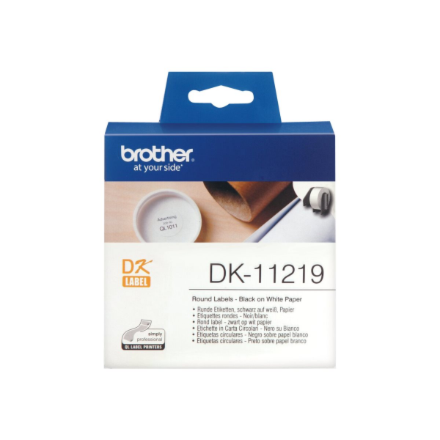 Brother Round paper labels DK-11219 | Black on White | 12 mm