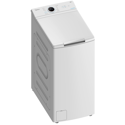 Midea | Washing Machine | MF100T70BA10/W-HR | Energy efficiency class A | Top loading | Washing capacity 7 kg | 1200 RPM | Depth 61 cm | Width 40 cm | Display | LED | Steam function | White