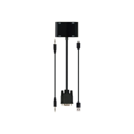 Gembird A-VGA-HDMI-02 VGA to HDMI + VGA adapter cable, 0.15 m, black | Cablexpert