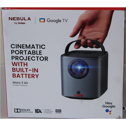 SALE OUT. | Anker Nebula Mars 3 Air Google TV Projector with Built-In Netflix | Full HD (1920x1080) | 400 ANSI lumens | Black | DAMAGED PACKAGING | Wi-Fi
