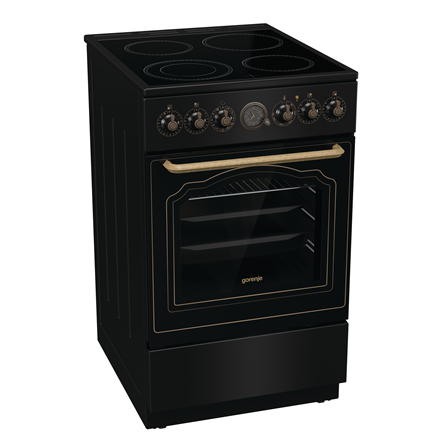 Gorenje Cooker | GECS5B70CLB | Hob type Vitroceramic | Oven type Electric | Black | Width 50 cm | Depth 59.4 cm | Energy efficiency class A | 70 L