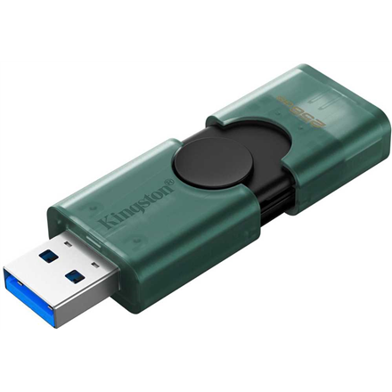 Kingston USB Flash Drive | DataTraveler Duo | 256 GB | USB Type-C/Type-A | Black/Green