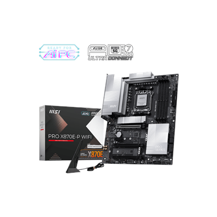 MSI PRO X870E-P WIFI | Processor family AMD | Processor socket AM5 | DDR5 UDIMM | Supported hard disk drive interfaces SATA, M.2 | Number of SATA connectors 4