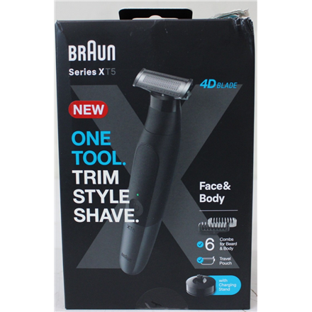 SALE OUT. Braun XT5300 Series XT5 Face&Body Hair trimmer, Black/Silver | Braun Face and Body Hair trimmer | XT5300 Series XT5 | Cordless | Wet & Dry | Number of length steps 6 | Black/Silver | DAMAGED PACKAGING | Warr...