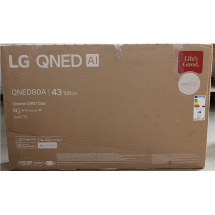 SALE OUT. | LG 43QNED80A3A | 43 | Smart TV | webOS 25 | UHD | Black | DAMAGED PACKAGING