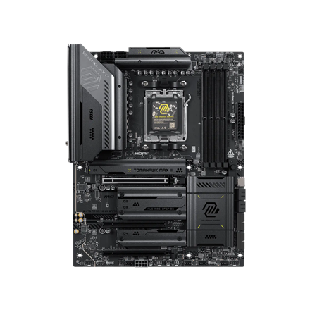 MSI MAG B850 TOMAHAWK MAX WIFI II | Processor family AMD | Processor socket AM5 | DDR5 | Supported hard disk drive interfaces SATA, M.2 | Number of SATA connectors 4