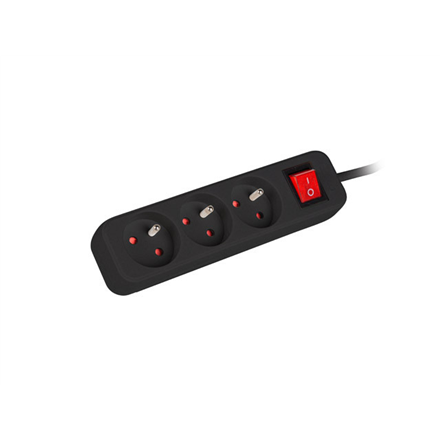 Lanberg Cable Power Strip, 3X French Outlets with Switch, Quality-Grade Copper, 3 m | PS1-03E-0300-BK