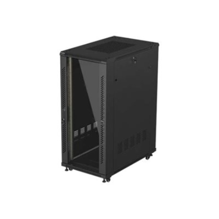 Lanberg Rack cabinet 19" free-standing 27U/600x1000 (flat pack) with glass door | FF01-6027-12B | IP20 | Black, RAL 9004