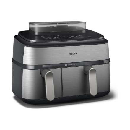 Philips Dual Basket Airfryer | NA555/00 5000 series | Power 2750 W | Capacity 9 L | RapidAir Plus | Silver