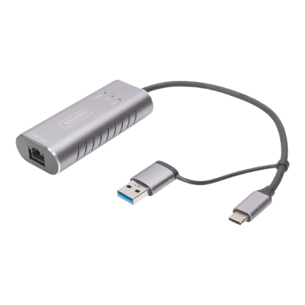 Digitus | USB Type-C Gigabit Ethernet Adapter 2.5G, USB-C + USB A (USB3.1/3.0) | DN-3028 | USB3.0/USB C 3.1 to 2.5G Ethernet Adapter