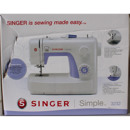 SALE OUT. Singer | Sewing Machine | Simple 3232 | Number of stitches 32 | Number of buttonholes 1 | White | DAMAGED PACKAGING