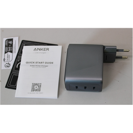 SALE OUT. Anker Prime Charger, 3 Ports, Silver | Anker Prime Charger, 3 Ports, 160W, Silver | UNPACKED, NO ORIGINAL PACKAGING