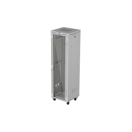 Lanberg Rack cabinet 19" free-standing 42U/600x600 (flat pack) with glass door LCD V2 | FF01-6642-12SL | Grey