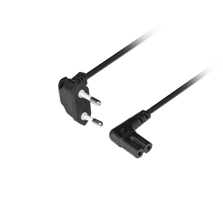 Lanberg CEE 7/16 to IEC 320 C7 Euro (radio) power cord 3m angled VDE | CA-C7CA-12CC-0030-BK