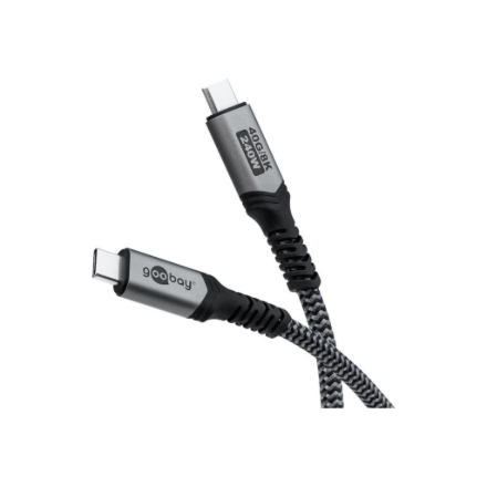 Goobay | USB-C Cable with Textile Sheath, USB4, 240 W, 40 Gbit/s, Power Delivery, 1.5 m