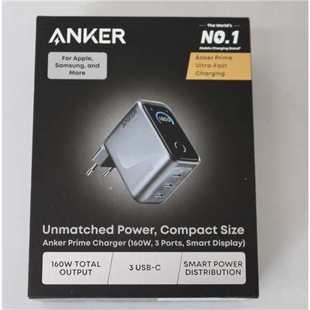SALE OUT. Anker Prime Charger, 3 Ports, Silver | Anker Prime Charger, 3 Ports, 160W, Silver | DEMO