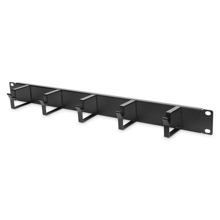 Digitus | Cable Management Panel | DN-97602 | 5x cable management ring (HxD: 40x60 mm). The Cable Management Panel is getting fixed on the 483 mm (19“) profile rails. Five cable guiding rings allow an easy, horizontal...