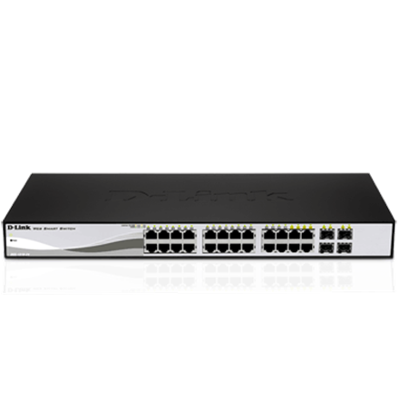 D-LINK DGS-1210-20, Gigabit Smart Switch with 16 10/100/1000Base-T ports and 4 Gigabit MiniGBIC (SFP) ports, 802.3x Flow Control, 802.3ad Link Aggregation, 802.1Q VLAN, 802.1p Priority Queues, Port mirroring,, Jumbo F...