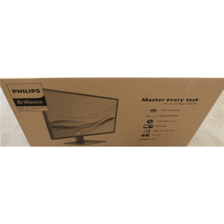 SALE OUT. PHILIPS 439P1/00 43" P Line 16:9/3840x2160/400cdm2/4ms/HDMI DP USB-C | SALE OUT. Philips | P Line | 439P1/00 | 43 " | VA | 4K UHD | 16:9 | 60 Hz | 4 ms | 3840 x 2160 | 400 cd/m² | Headphone output | HDMI por...