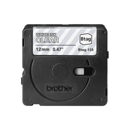 Brother BTAG-135 | White on Clear | Btag