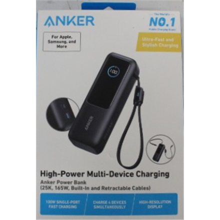 SALE OUT. | Anker Zolo Powerbank | A1695H11 | 25000 mAh | Built-In USB-C and Retractable Cable) | Grey | DEMO