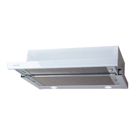 CATA | Hood | TF 2003 600 GWH | Telescopic | Energy efficiency class C | Width 60 cm | 390 m³/h | Mechanical control | LED | White Glass