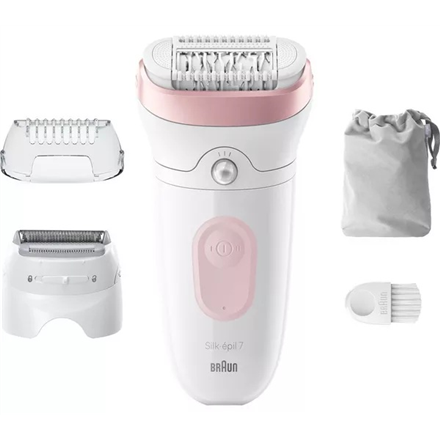 Braun Epilator | SE7030 Silk-épil Series 7 | Operating time (max) 40 min | Number of power levels 2 | Wet & Dry | White/Pink