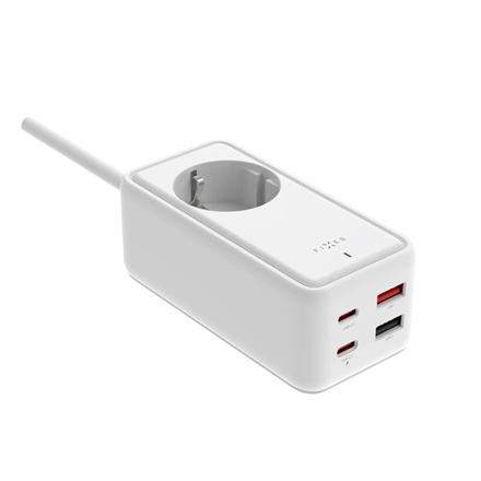 Fixed harging Strip power extension adapter with 2x USB-C and 2x USB, GaN III, 1.5m, PD 65W | FIXCS65-1.5-WH