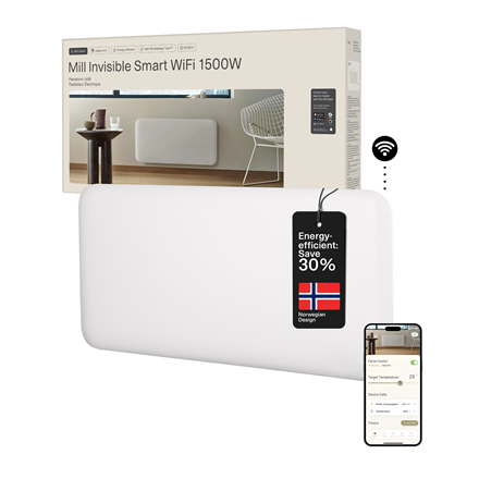 Mill Invisible Smart WiFi Heater | PA1500WIFI4 | Panel Heater | 1500 W | Suitable for rooms up to 18-22 m² | White | IPX4