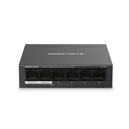 Mercusys | MS106LP | 6-Port 10/100 Mbps Desktop Switch with 4-Port PoE+ | Desktop | 10/100 Mbps (RJ-45) ports quantity 6