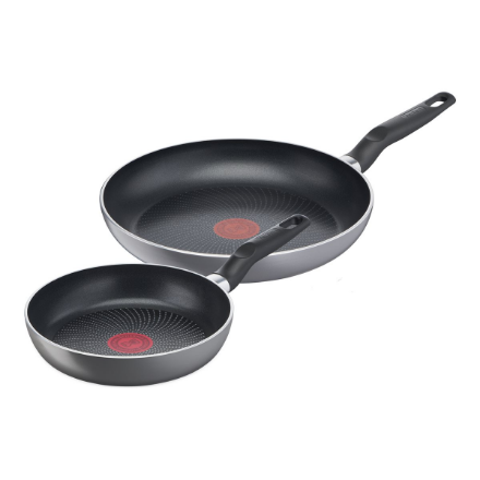 TEFAL | Pan | C2739053 Super Start Set of 2 | Frying | Diameter 20 / 26 cm | Suitable for induction hob | Fixed handle | Gray - Hippo