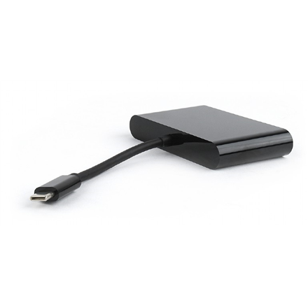 Cablexpert USB-C to 3-in-1 charging + VGA + USB3 adapter, Black | Cablexpert