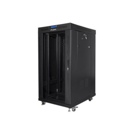 Lanberg | Rack cabinet 19" free-standing 22U/800x800 (flat pack) with glass door, LCD | FF01-8822-12BL | Black
