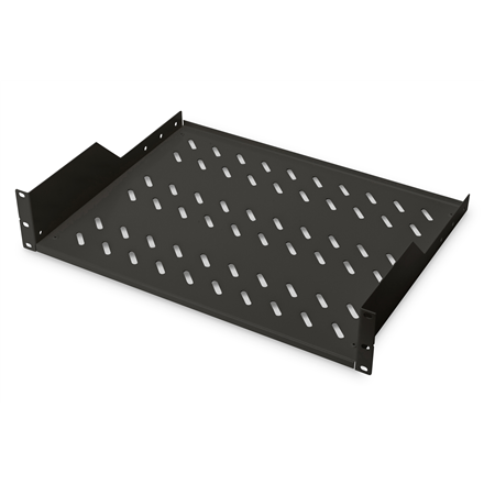 Digitus | 2U Fixed Shelf for Racks | DN-19 TRAY-2-SW | Perfect for storage of components which are not 483 mm (19”) suitable. Slim design which takes space of 2 height units. Easy and quick to mount or dismount. Dimen...