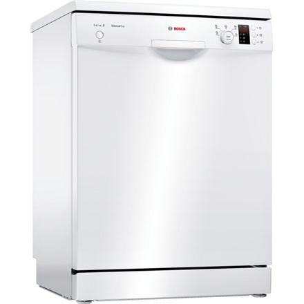 Bosch Dishwasher | SMS25AW05E | Free standing | Width 60 cm | Number of place settings 12 | Number of programs 5 | Energy efficiency class E | Display | AquaStop function | White