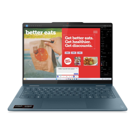 Lenovo Yoga 7 2-in-1 14AKP10 AMD | Tidal Teal | 14 " | OLED | Touchscreen | WUXGA | 1920 x 1200 pixels | Glossy | AMD Ryzen AI 7 | 350 | 16 GB | Soldered LPDDR5 | Solid-state drive capacity 512 GB | AMD Radeon 860M Gr...