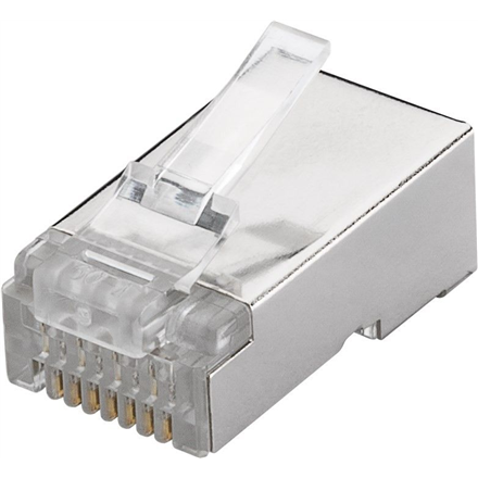 Goobay 93829 RJ45 plug, CAT 6 STP shielded | for round cable for stranded and solid inner conductor Technical specifications Connections Connection, type RJ45 male (8P8C) Connection, contact material gold-plated 15µ C...