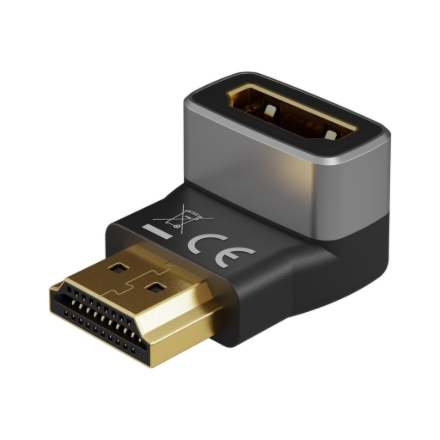 Goobay HDMI Angled Adapter 270° Vertical, 8K @ 60 Hz, Gold-Plated | 72011