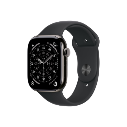 Apple Watch Series 11 GPS + Cellular 46mm Slate Titanium Case with Black Sport Band - M/L | Apple