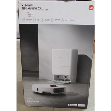 SALE OUT. Xiaomi Robot Vacuum 5 Pro EU | Wet&Dry | 5200 mAh | 20000 Pa | White | UNPACKED, MISSING INNER PACKAGING | 24 month(s)