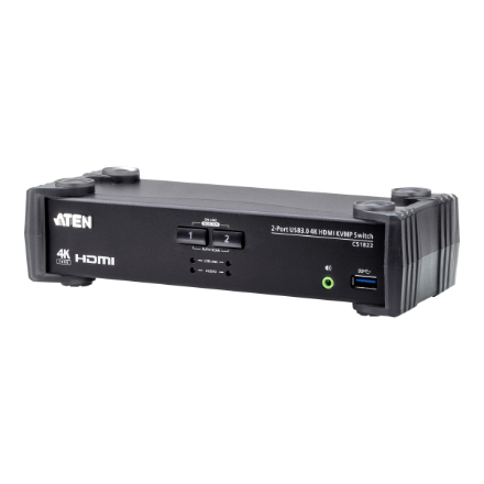 Aten | 2-Port USB 3.0 4K HDMI KVMP Switch with Audio Mixer Mode | CS1822