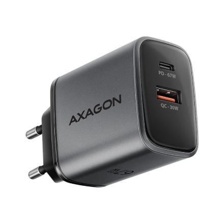 AXAGON Wall charger 67W, 2x port (USB-A + USB-C) PD3.0/PPS/QC4+/SFC 2.0/Apple | ACU-PQ67