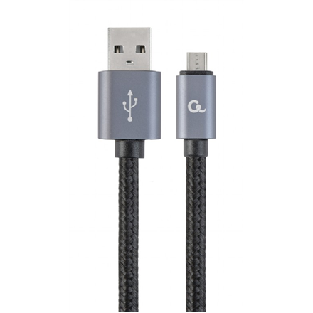 Cablexpert Cotton Braided Micro-USB Cable with Metal Connectors, 1.8 m, Black, Blister | Cablexpert