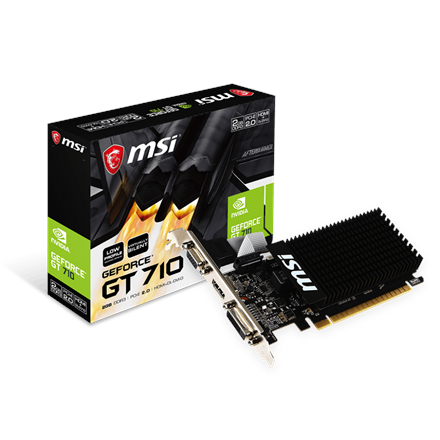 MSI | GT 710 2GD3H LP | NVIDIA | 2 GB | GeForce GT 710 | DDR3 | DVI-D ports quantity 1 | HDMI ports quantity 1 | PCI Express 2.0 x16 (uses x8) | Memory clock speed 1600 MHz | Processor frequency 954 MHz | VGA (D-Sub)...