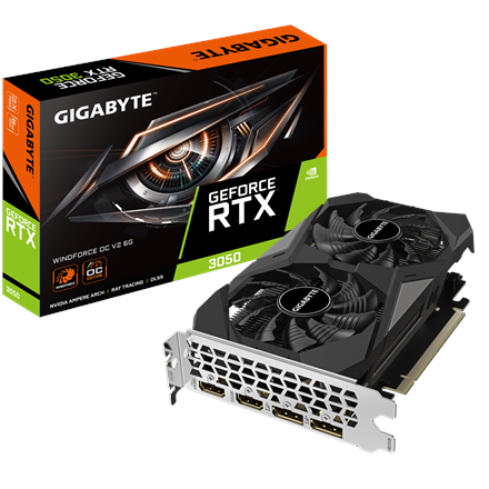 Gigabyte GeForce RTX 3050 WINDFORCE OC V2 6G | NVIDIA | 6 GB | GeForce RTX 3050 | GDDR6 | HDMI ports quantity 2 | PCI-E 4.0 | Memory clock speed 14000 MHz