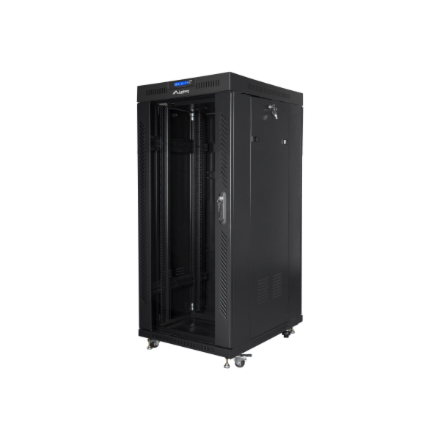 Lanberg | Rack cabinet 19" free-standing 27U/600x800 (flat pack) with glass door, LCD | FF01-6827-12BL | Black